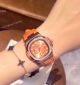 Women Patek Philippe Nautilus Quartz Watch Copy SS Diamond Orange Version (2)_th.jpg